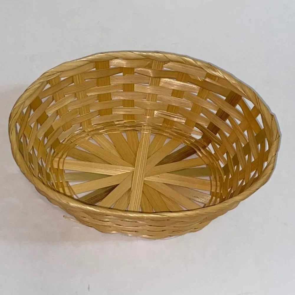 10/$50 Handwoven Round Wicker Basket in Natural Tan